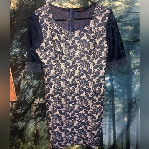 Royal blue flower and white dress